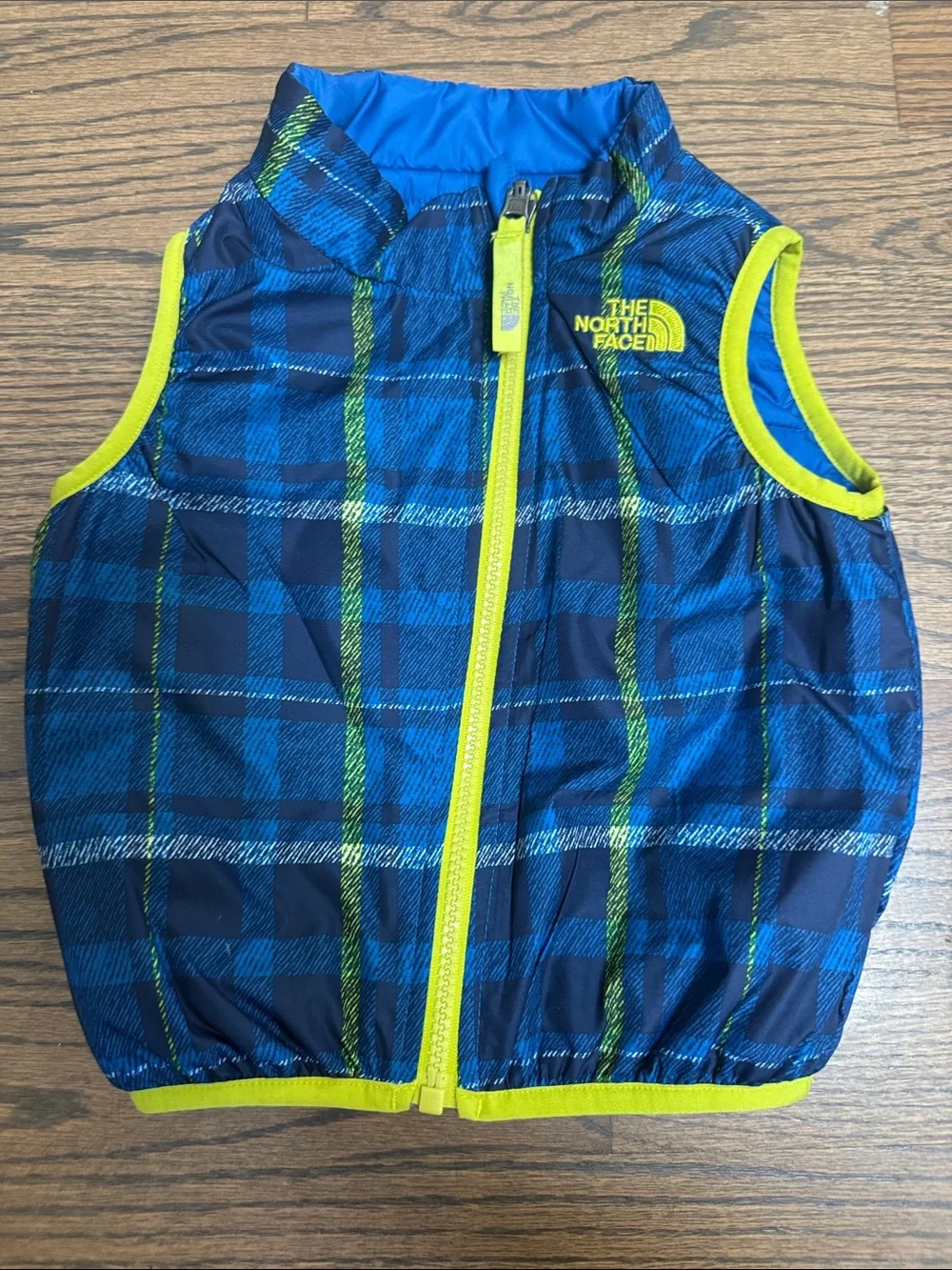North Face Reversible Blue Puffer Vest 12 18 mos